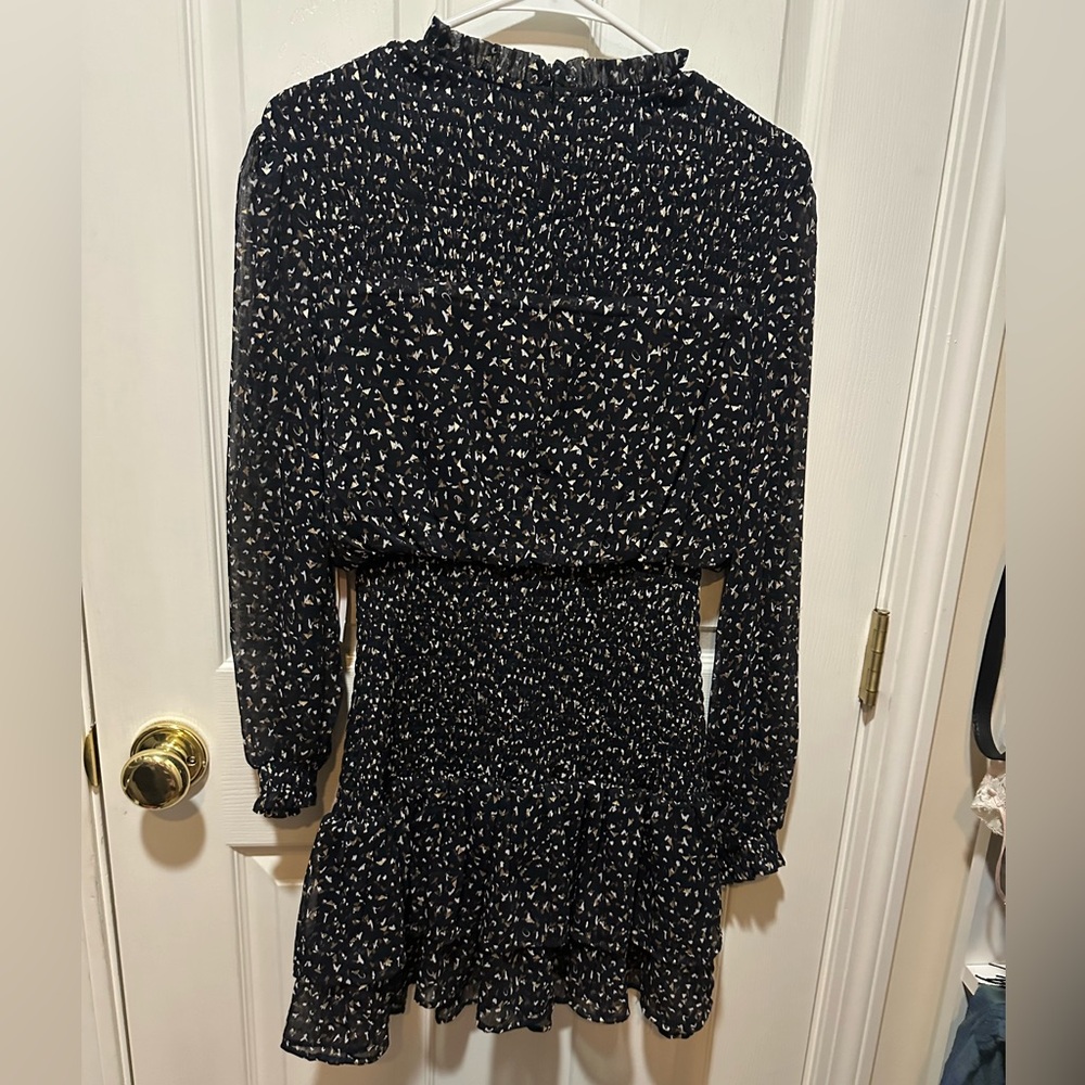 Aqua Black and White Patterned Blouse